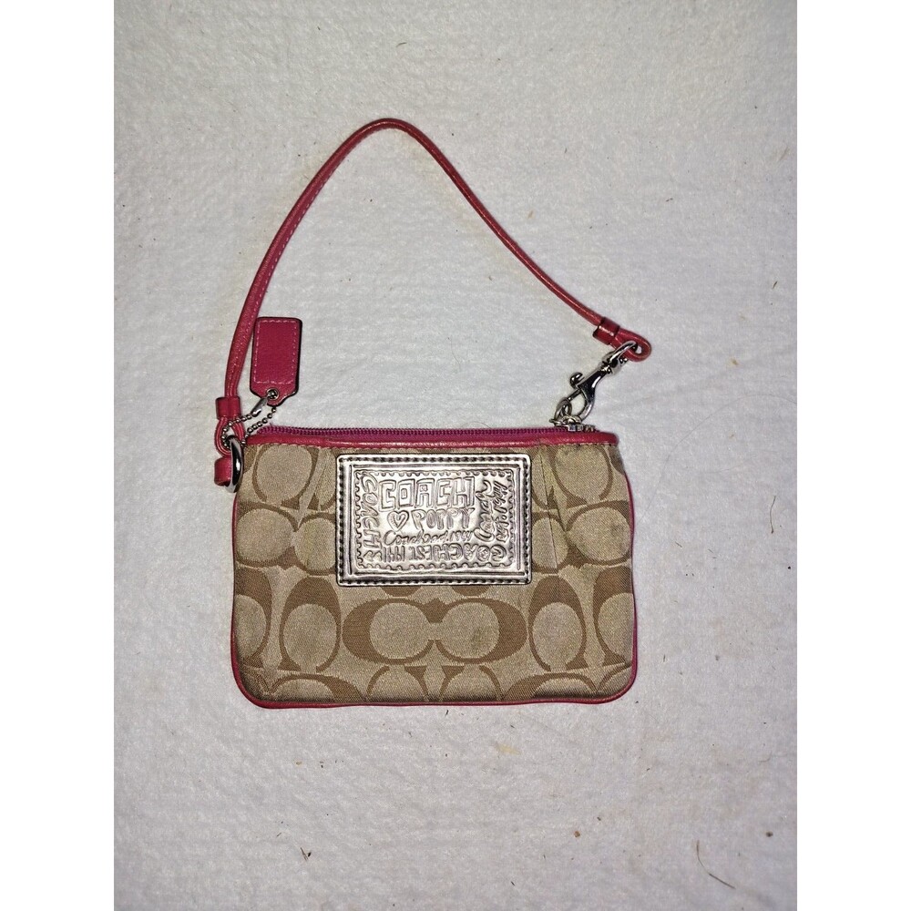 COACH Gold Poppy Signature Small Wristlet in Excellent Condition